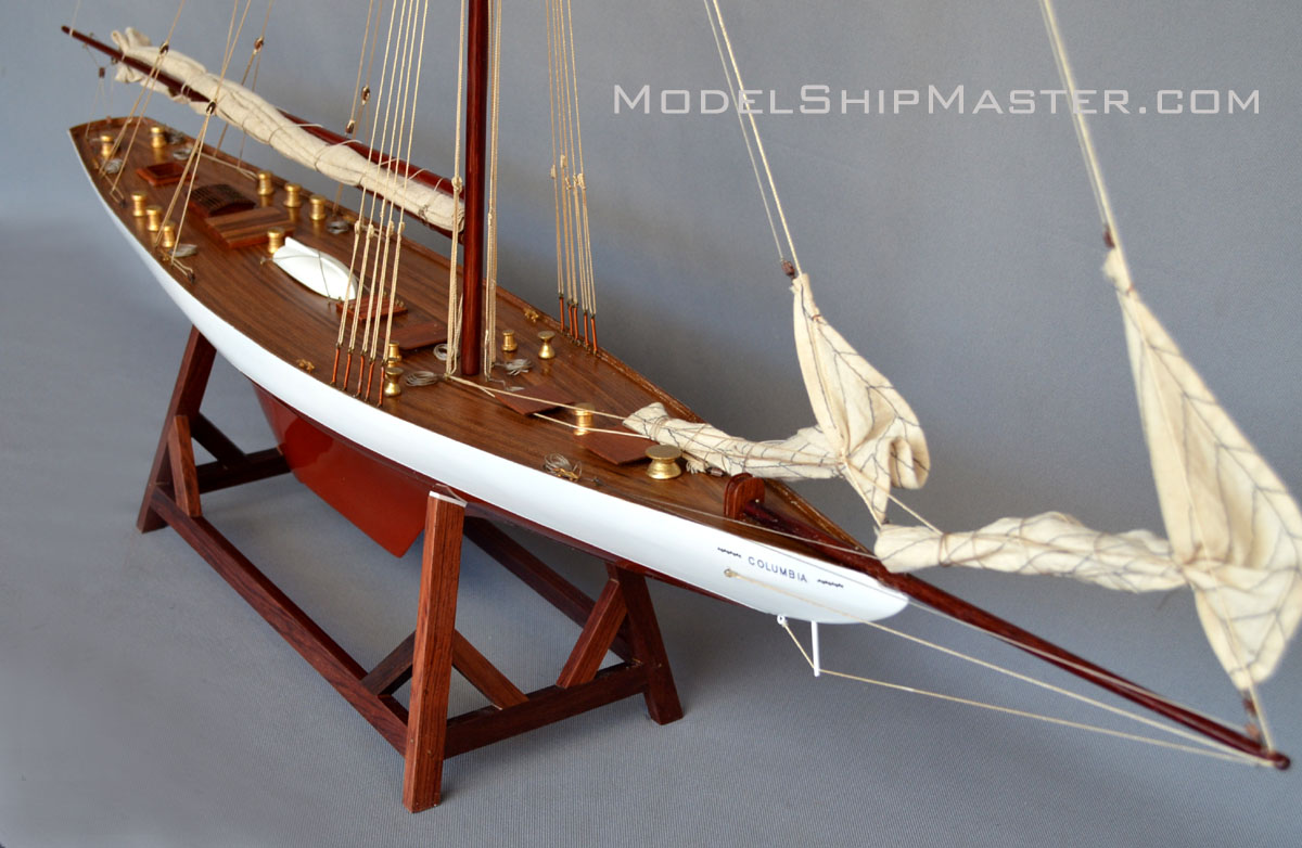 America's Cup Columbia J Class Sailboat Built 37" Wood Model Yacht 